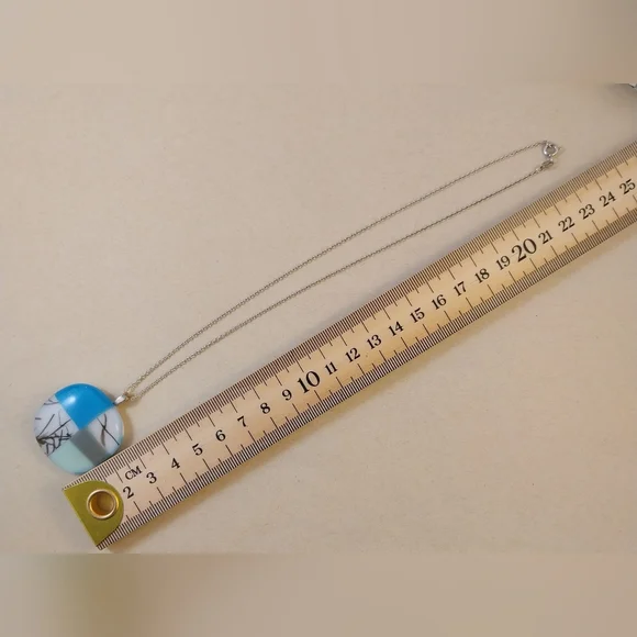 Blue&White Pendant Sterling Silver Necklace - Picture 9 of 15